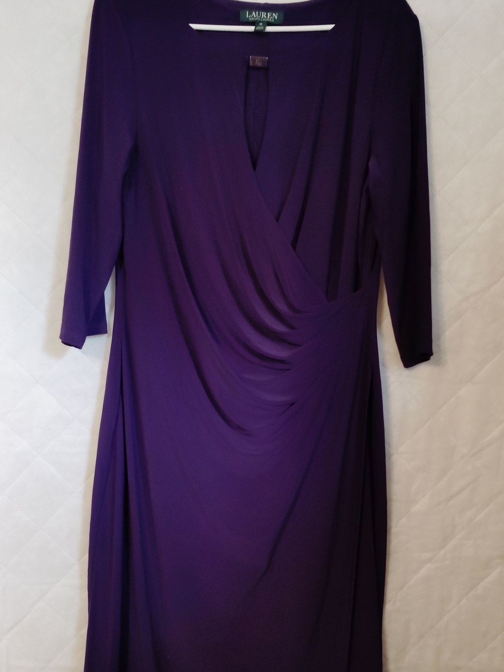Ralph Lauren Deep Plum Long Sleeve Wrap-Front Dress